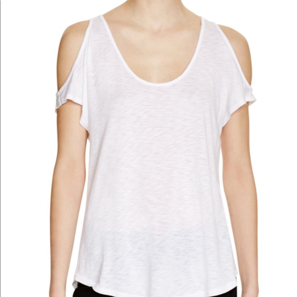 Velvet by Graham & Spencer Cold shoulder white tee